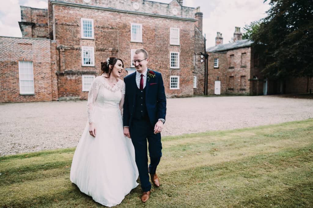 a walk with the bride and groom at meols hall